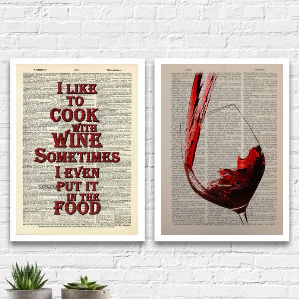 Kit 2 Quadros Cooking With Wine