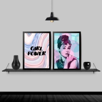Kit 2 Quadros Audrey Girl Power