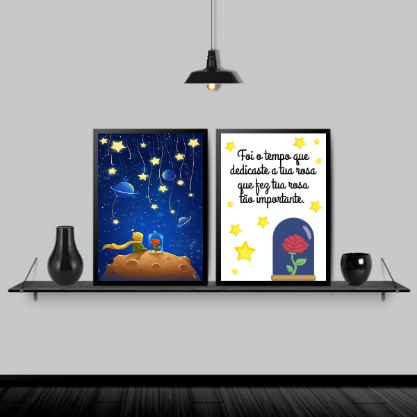 Kit 2 Quadros Pequeno Príncipe Frase