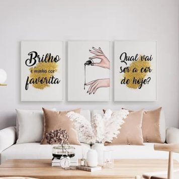 Kit 3 Quadros Decorativos Esmalte Brilho