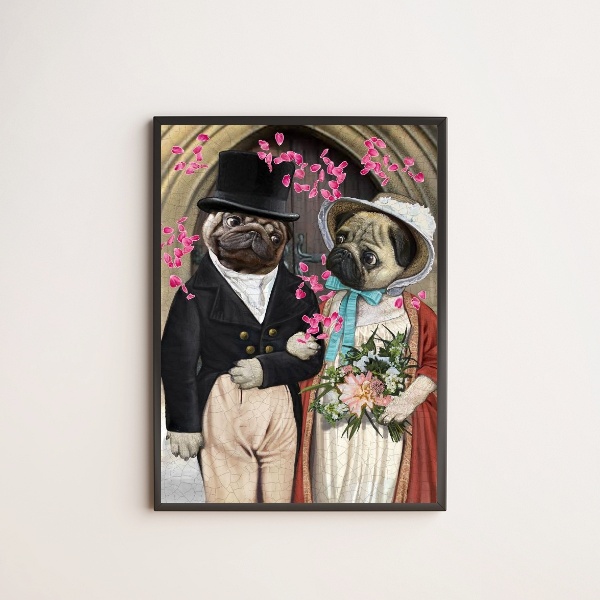 Quadro Decorativo Casamento Pug