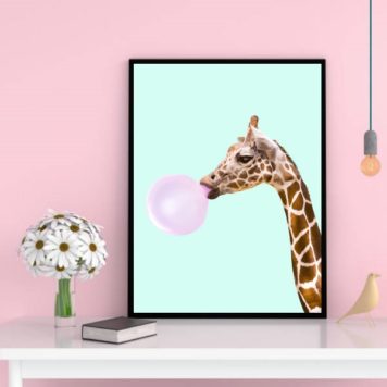 Quadro Decorativo Girafa Bubble Gum