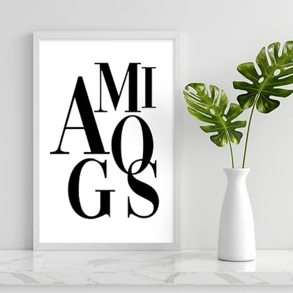 Quadro Decorativo Palavra Amigos