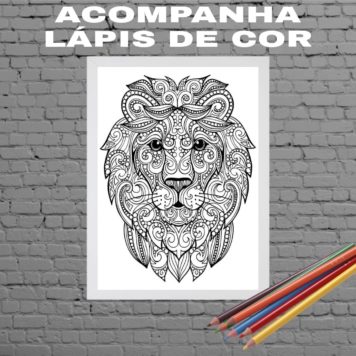 Quadro Decorativo Para Colorir Leão