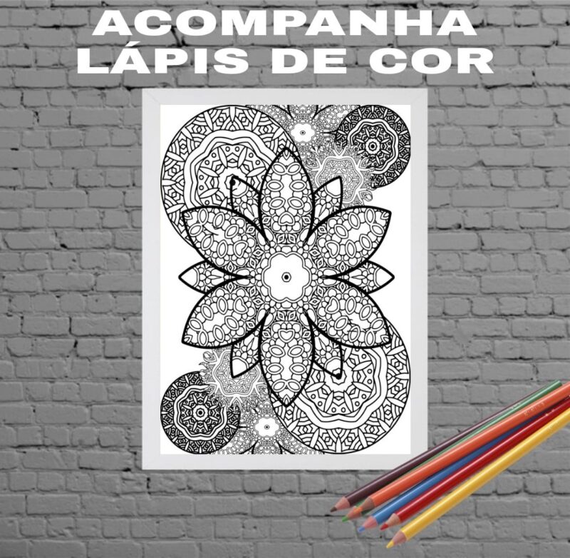 Quadro Para Colorir Mandala Floral