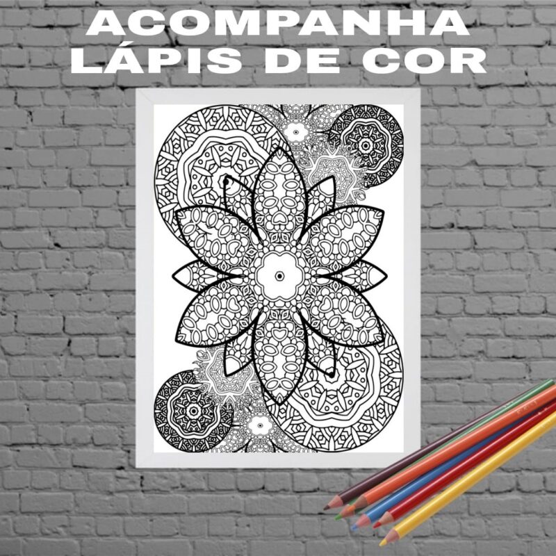 Quadro Para Colorir Mandala Floral