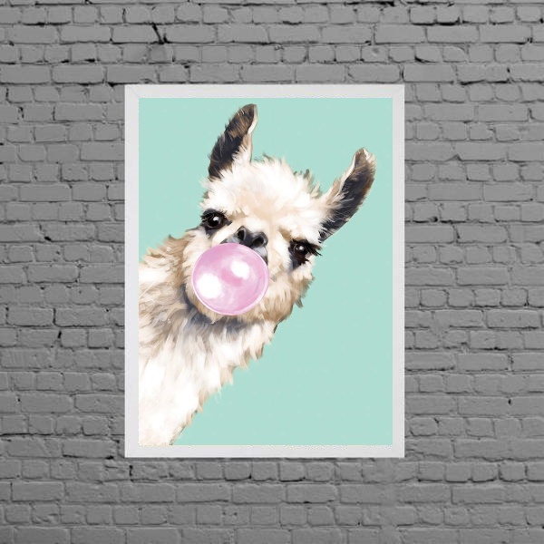 Quadro Decorativo lhama Bubble Gum