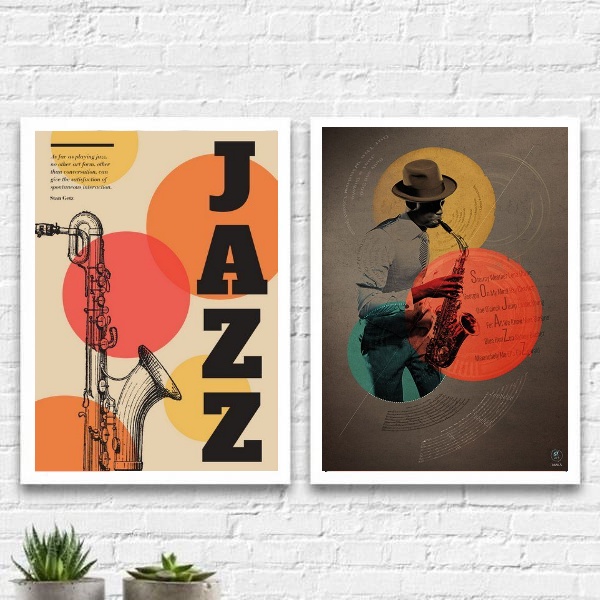 Kit 2 Quadros Decorativos Jazz