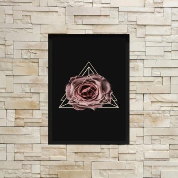 Quadro Decorativo Flor Rosa Triângulo