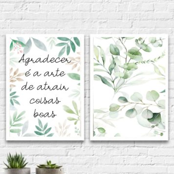 Kit 2 Quadros Aquarela Agradecer
