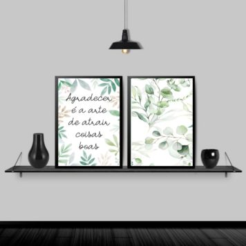 Kit 2 Quadros Aquarela Agradecer