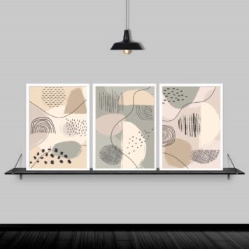 Kit 3 Quadros Abstratos Orgânicos