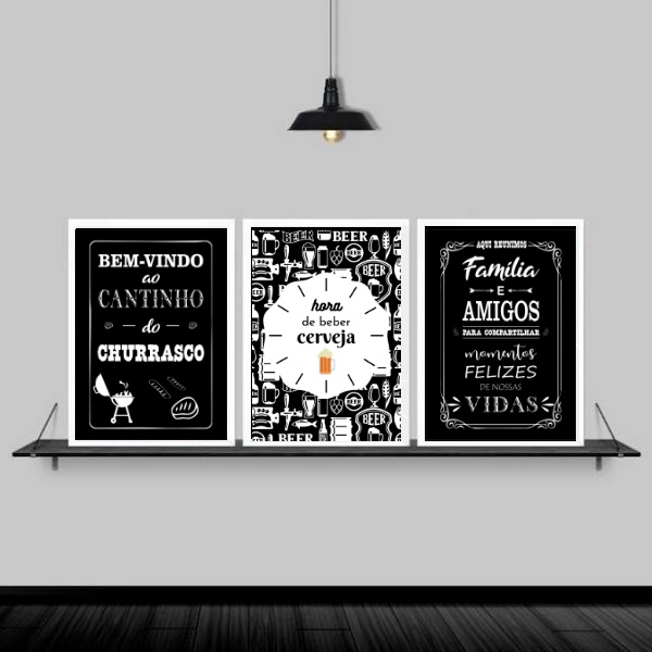 Kit 3 Quadros Hora De Beber Cerveja