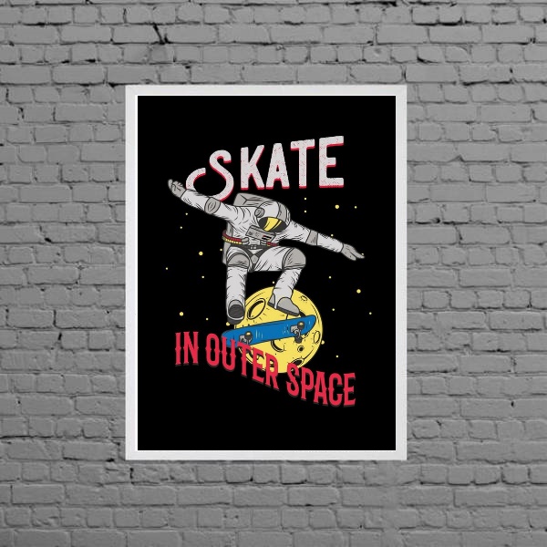 Quadro Decorativo Astronauta Skate
