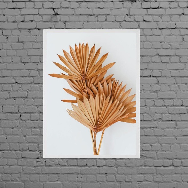 Quadro Folhas Leque Secas Marrom