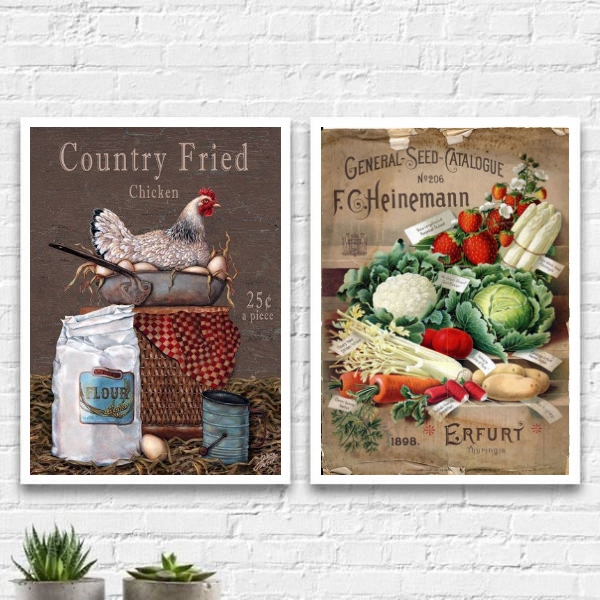 Kit 2 Quadros Para Cozinha Country