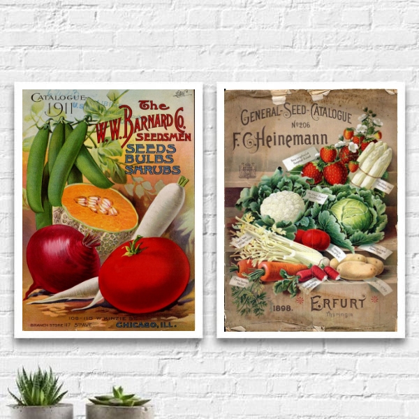 Kit 2 Quadros Para Cozinha Vegetais E Frutas