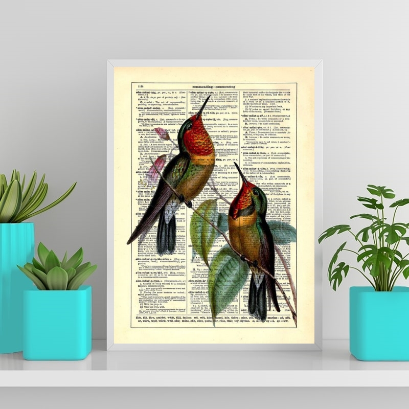 Quadro Decorativo Beija Flores Vintage