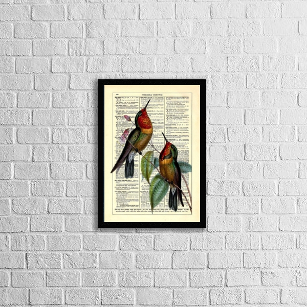 Quadro Decorativo Beija Flores Vintage