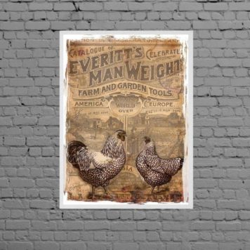 Quadro Vintage Galinhas Country