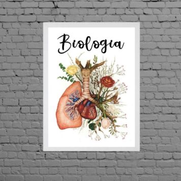 Quadro Biologia Pulmão Com Flores