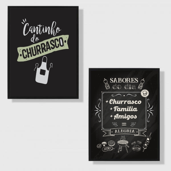 Kit 2 Quadros Cantinho Churrasco