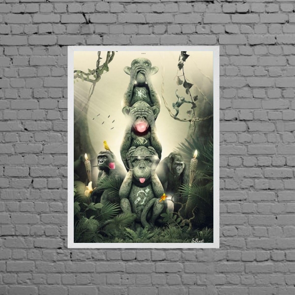 Quadro Três Macacos Sábios Modernos