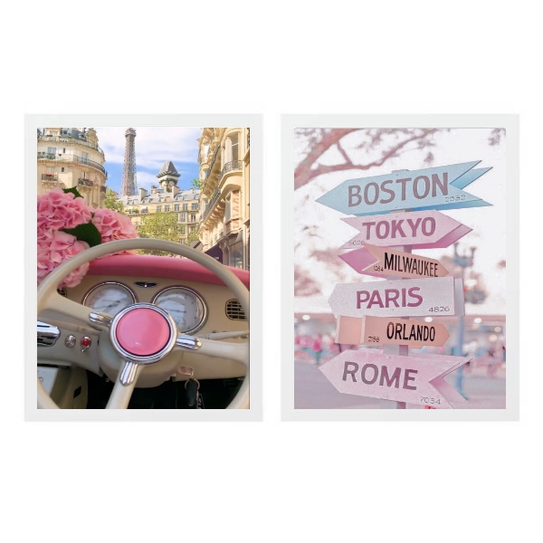Kit 2 Quadros Femininos Placas Destinos