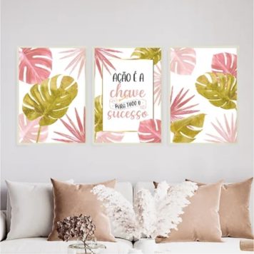 Kit 3 Quadros Ação É A Chave Para O Sucesso