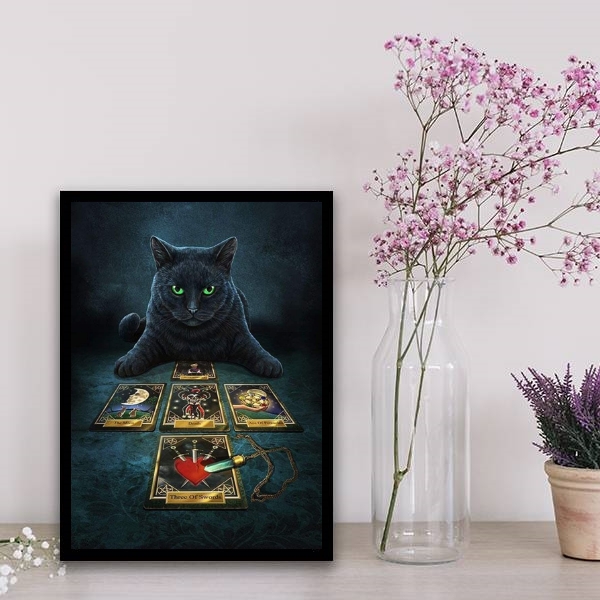 Quadro Gato Preto Com Tarot