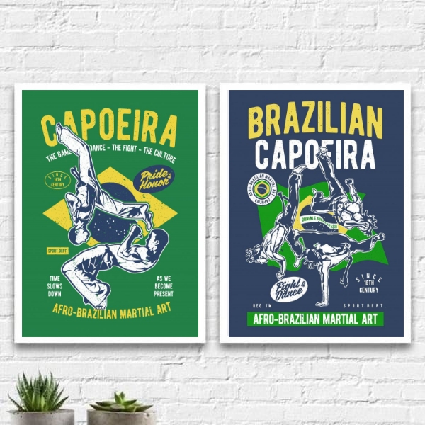 Kit 2 Quadros Capoeira Brasil