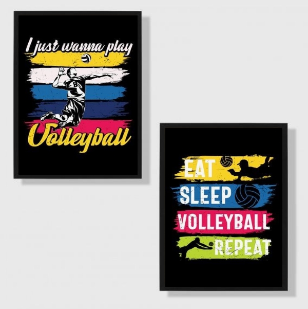 Kit 2 Quadros Volleyball Vintage
