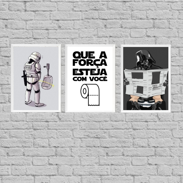 Kit 3 Quadros Banheiro Divertido