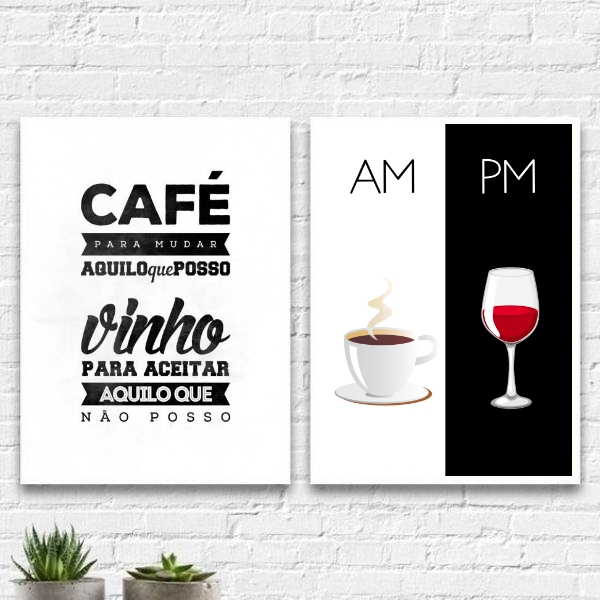 Kit 2 Quadros Café E Vinho