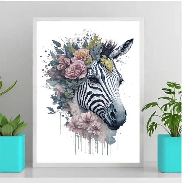 Quadro Decorativo Zebra Aquarela