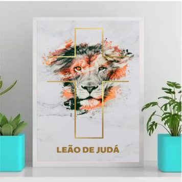 Quadro Decorativo Leão De Judá Aquarela