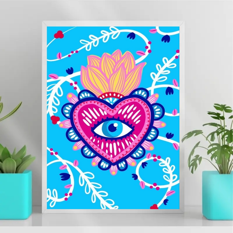 Quadro Decorativo Coração Mexicano