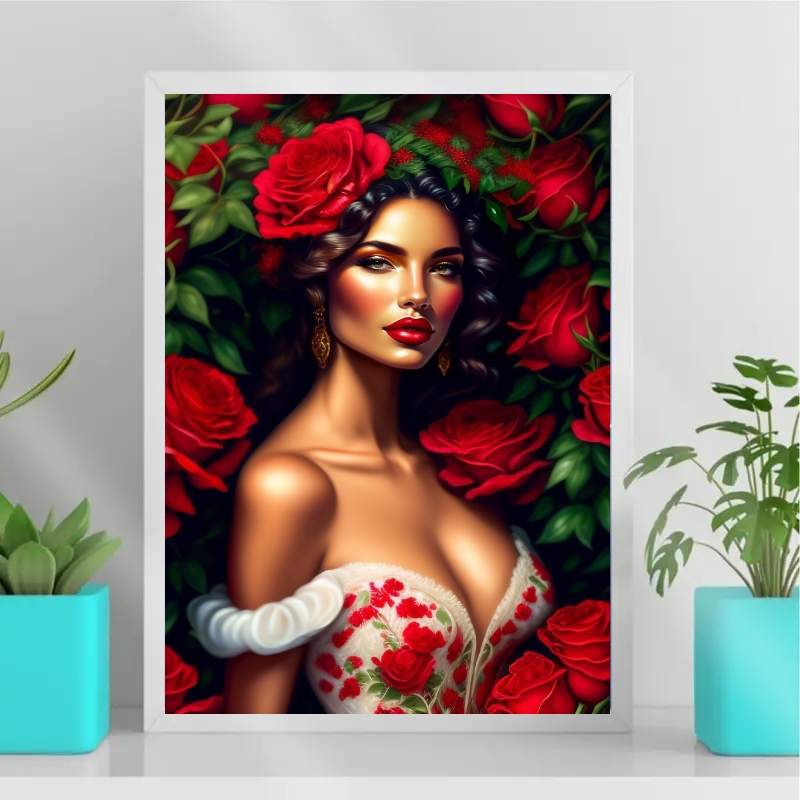 Quadro Decorativo Pombagira Rosa Vermelha