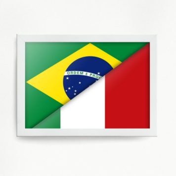 Quadro Decorativo Brasil Itália Bandeiras