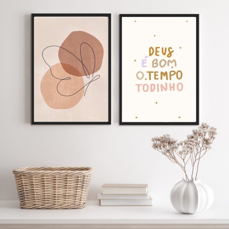Kit 2 Quadros Borboleta Deus É Bom O Tempo Todo