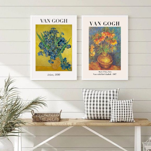 Kit 2 Quadros Decorativos Flores De Van Gogh
