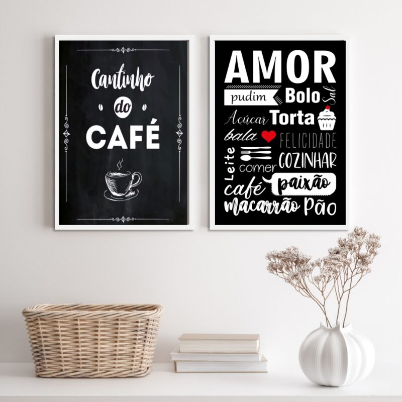 Kit 2 Quadros Cantinho Do Café Amor Cozinha