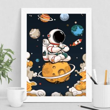 Quadro Decorativo Astronauta Meditando