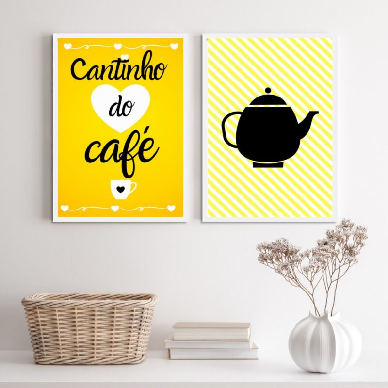 Kit 2 Quadros Cantinho Do Café Amarelinho