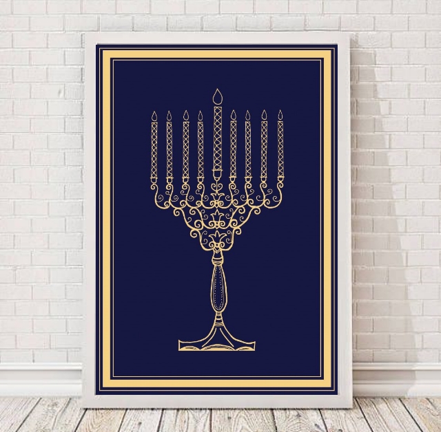 Quadro Decorativo Judaico Menorah