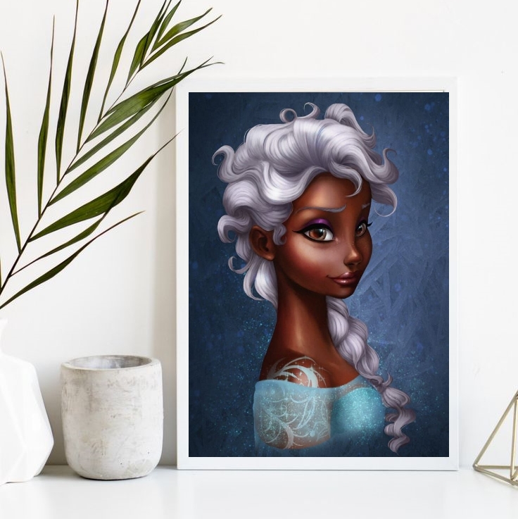 Quadro Princesa Elsa Versão Negra