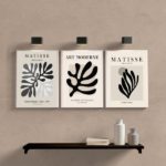 Kit 3 Quadros Arte Moderna Folhas Abstratas Matisse