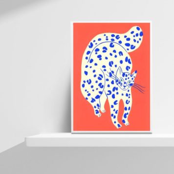 Quadro Decorativo Abstrato Gato Laranja
