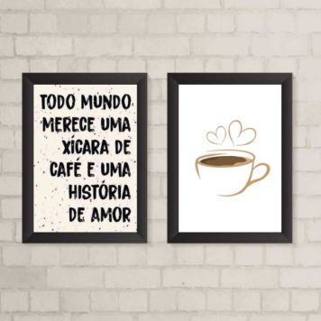 Kit 2 Quadros Café E história De Amor