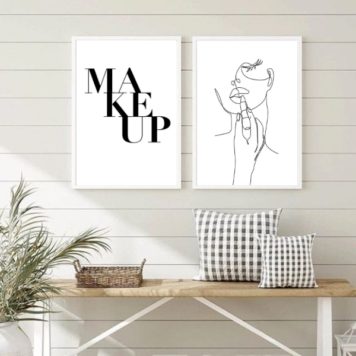 Kit 2 Quadros Minimalistas Makeup One Line